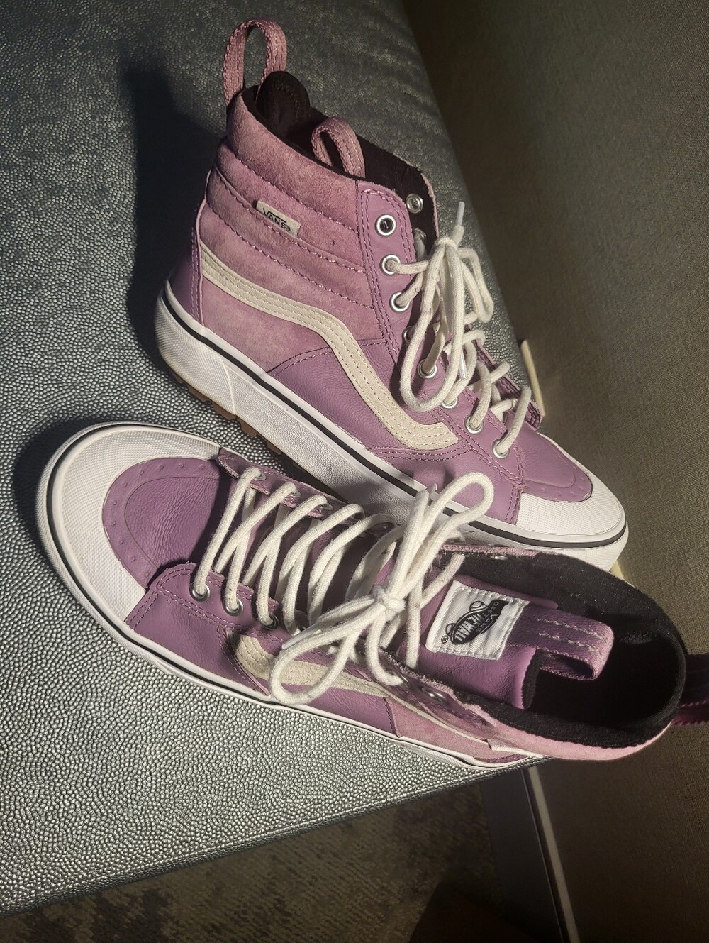 Vans Women's High-Top Sneakers in Lavender and White Size 9